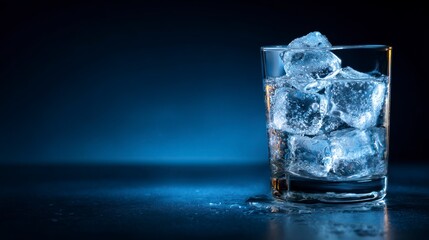 Ice cubes in glass of water