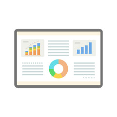 様々なグラフが表示されているタブレット