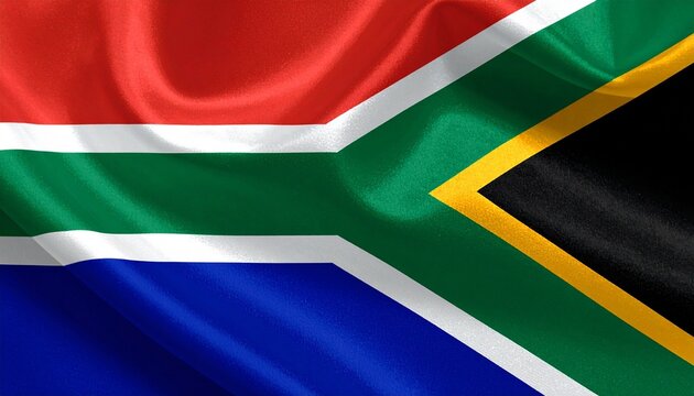 South Africa flag with six colors and horizontal green Y-shape.