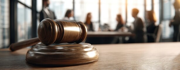 The Gavel in a Boardroom Representing Legal Decision Making and Corporate Responsibility