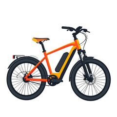 Obraz premium Orange And Black Electric Bicycle Isolated On White Background Studio Shot