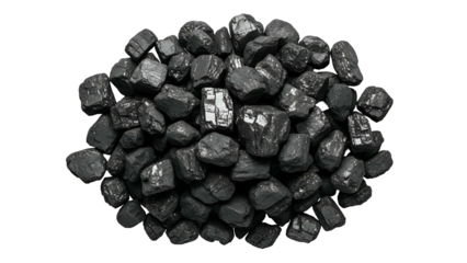 Black Coal Pieces on Black and White Background for Industrial and Energy Market