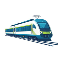 Naklejka premium Sleek White and Teal Electric Train Illustration with Abstract Details on a Clean White Background for Transportation Concepts