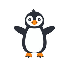 Obraz premium Cartoon Penguin Illustration with Open Wings on White Background