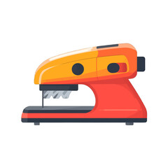 Naklejka premium Isolated Red and Orange Stapler Side View on White Background Office Tool in Pixel Art Style for Web Design and Creative Projects 16 Bit