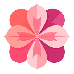 Geometric Pink Flower with Soft Petals and Golden Center on White Background Flat Design Illustration