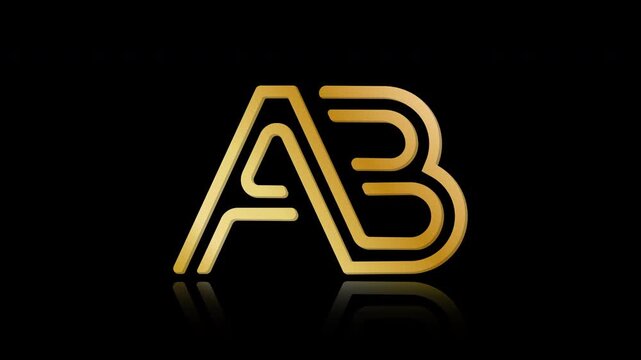 Stylized lowercase A and B with reflections, connected by a single line. Idea for a logo, emblem, or creative design