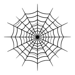 Monochrome Spiderweb Illustration on White Background With Radial Symmetry and Detailed Line Work Suitable for Halloween Design Elements
