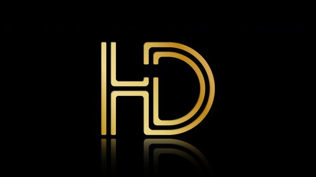 Stylized lowercase H and D with reflections, connected by a single line. Idea for a logo, emblem, or creative design