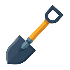 Isolated Blue Shovel with Yellow Handle on White Background Gardening Tool