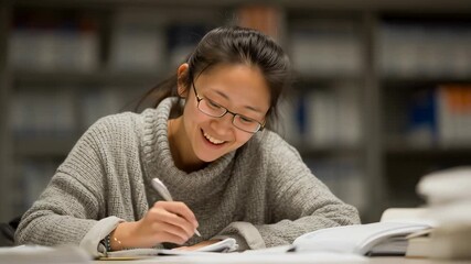 young man reading book in library - Powered by Adobe