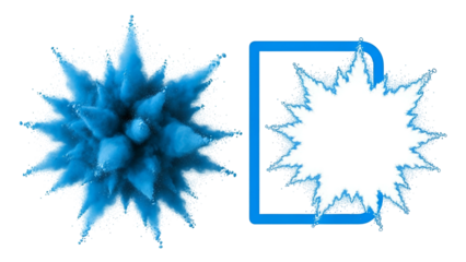 Blue Ice Crystal Explosion with Digital Frame on Transparent Background