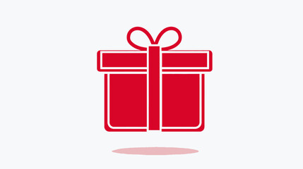 A simple red gift box icon with a white outline and a bow