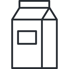 Simple Outline Icon of a Carton Beverage Container with a Rectangular Label Area on a Transparent Background for Design Elements