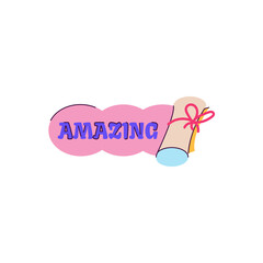 Amazing Word Art With Diploma And Pink Clouds And Blue Accent On A Transparent Background