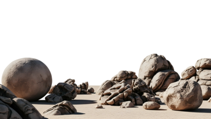 Abstract Rock Formation on Sandy Surface with Transparent Background