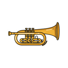 Fototapeta premium Golden trumpet with three valves, isolated on transparent, representing music and brass instruments