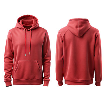 Minimalist and Plain red Hoodie Mockup Set &ndash; Front and Back Views for Logo or Print Design