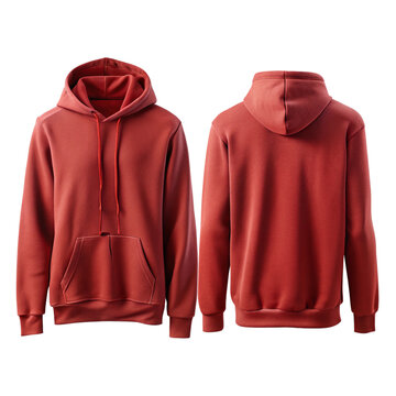 Minimalist and Plain red Hoodie Mockup Set &ndash; Front and Back Views for Logo or Print Design