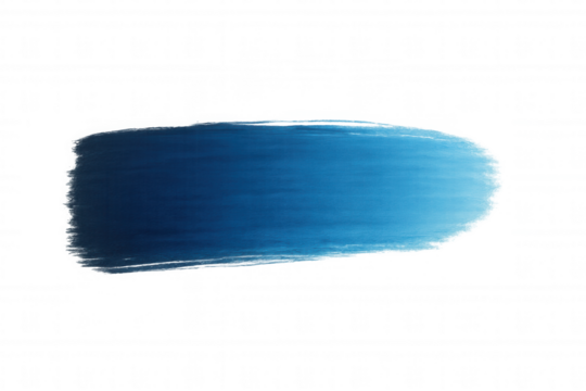 Blue gradient paint brush stroke creating a textured design element with a smooth transition, transparent background