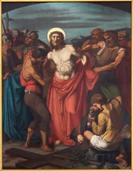 Schilderijen op glas Jezus Christus Luzern - The painting Jesus clothes are taken away as part of Cross way stations in the church Franziskanerkirche from 19. cent.  © Renáta Sedmáková