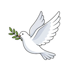 Fototapeta premium Dove with an olive branch in its beak, symbolizing peace and hope, isolated on transparent