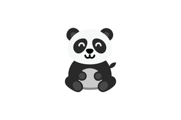Fototapeta premium Adorable pixel art panda sitting cute cartoon animal design silhouette