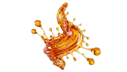 Golden Liquid Splash with Dynamic Motion on Transparent Background