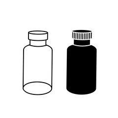 Medical Glass Bottle and Plastic Vial Vector Illustration