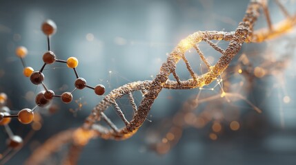 DNA double helix structure with molecular model showcasing genetic science and innovation