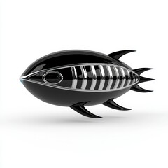 Sleek Black Futuristic Airship 3D Render