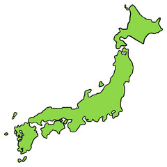 Japan map illustration hand drawn isolated vector