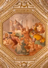 Schilderijen op glas Jezus Christus SALERNO, ITALY - OCTOBER 6, 2025: The ceiling fresco of Jesus Calms the Storm in the crypt of Cathedral of St. Matthew by Belisario Corenzio (1558–1646)  © Renáta Sedmáková