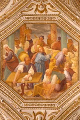 Schilderijen op glas Jezus Christus SALERNO, ITALY - OCTOBER 6, 2025: The ceiling fresco of Jesus Cleanses the Temple  in the crypt of Cathedral of St. Matthew by Belisario Corenzio (1558–1646)  © Renáta Sedmáková