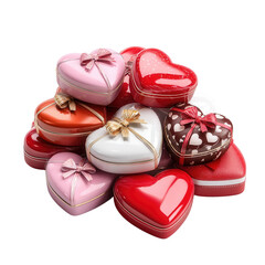 valentine's day. Colorful heart-shaped boxes stacked together.