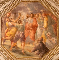 Schilderijen op glas Jezus Christus SALERNO, ITALY - OCTOBER 6, 2025: The ceiling fresco of Healing of obsessive in the crypt of Cathedral of St. Matthew by Belisario Corenzio (1558–1646)  © Renáta Sedmáková