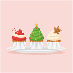 Christmas trio cup cakes