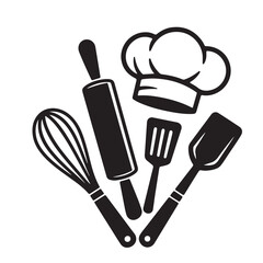 Baking and Cooking Utensils Silhouette Graphic