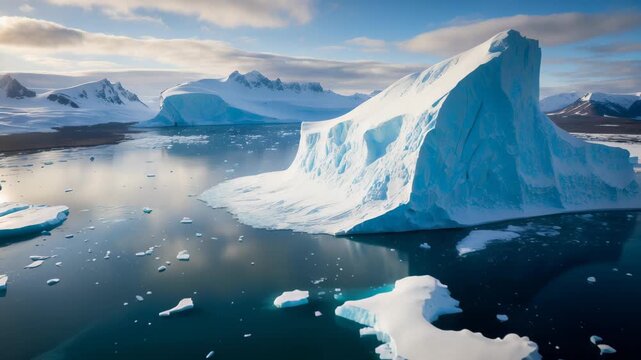 Melting Icebergs and Glaciers in Antarctica: Exploring Global Warming and Climate ChangeMajestic Tundra and Ice Caps: Aerial Views of the Arctic Climate Crisis