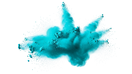 Blue Powder Explosion on Transparent Background Vibrant Artistic Dynamic Abstract