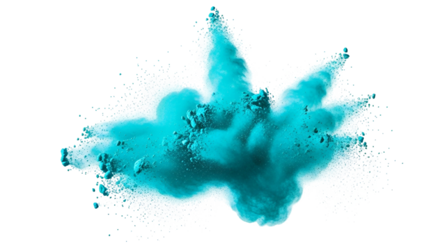 Blue Powder Explosion on Transparent Background Vibrant Artistic Dynamic Abstract