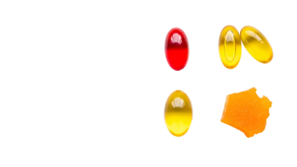 Colorful Gel Capsules and Orange Jelly on Transparent Background