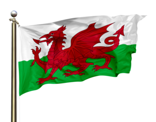 Transparent Background Cutout Wales National Flag Waving In The Wind