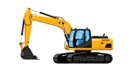 yellow excavator isolated on white