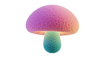 Vibrant, fluffy mushroom glows with magical rainbow hues creating a whimsical, fantasy element for your creative projects.