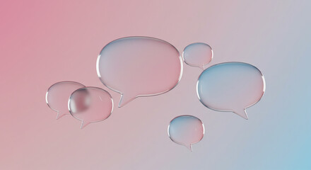 Vibrant, modern speech bubbles float gracefully, symbolizing communication, ideas, and connection in a soft, gradient background.