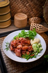DEEP FRIED FERMENTED PORK , Isaan food