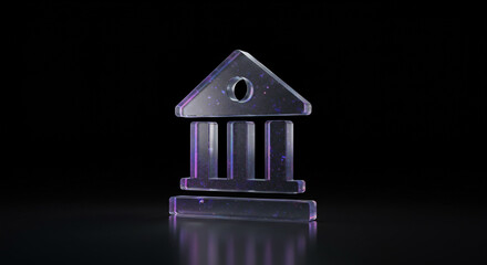 Modern abstract crystal bank building icon symbolizing financial stability and trust, perfect for finance and investment concepts.