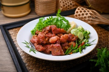 DEEP FRIED FERMENTED PORK , Isaan food