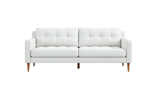 White Modern Sofa with Wooden Legs in Minimalist Setting